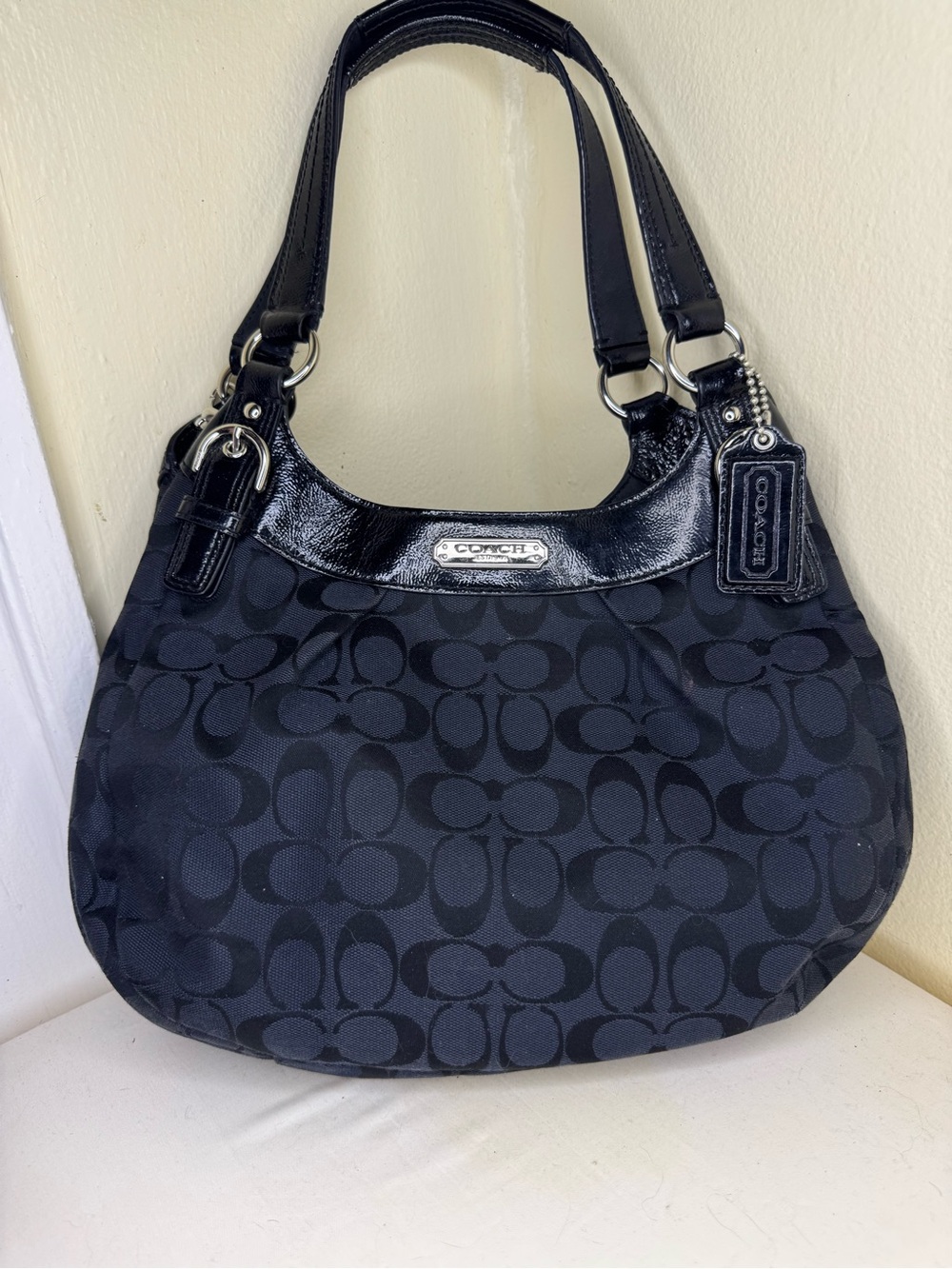 Coach Black Signature Hobo Bag